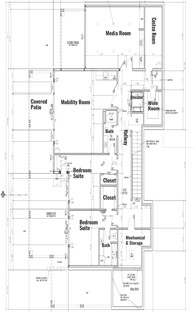 Bellevue luxury home plan: the lower floor