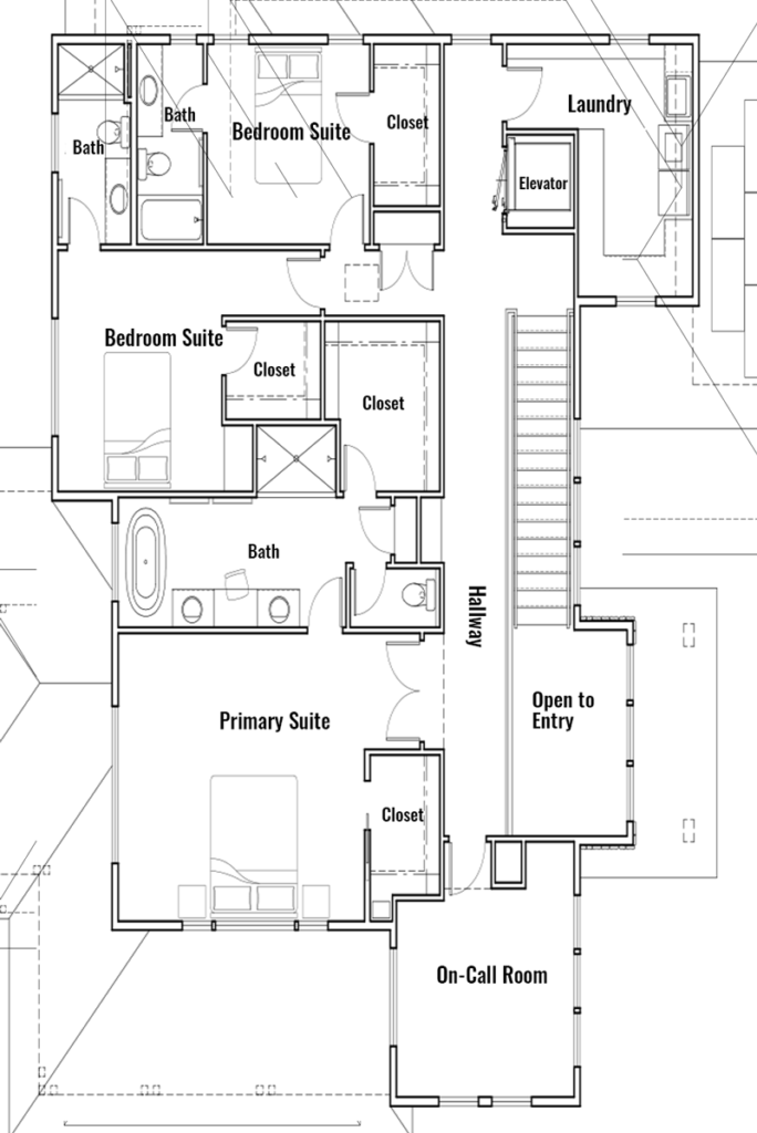 Bellevue luxury home plan: the upper floor